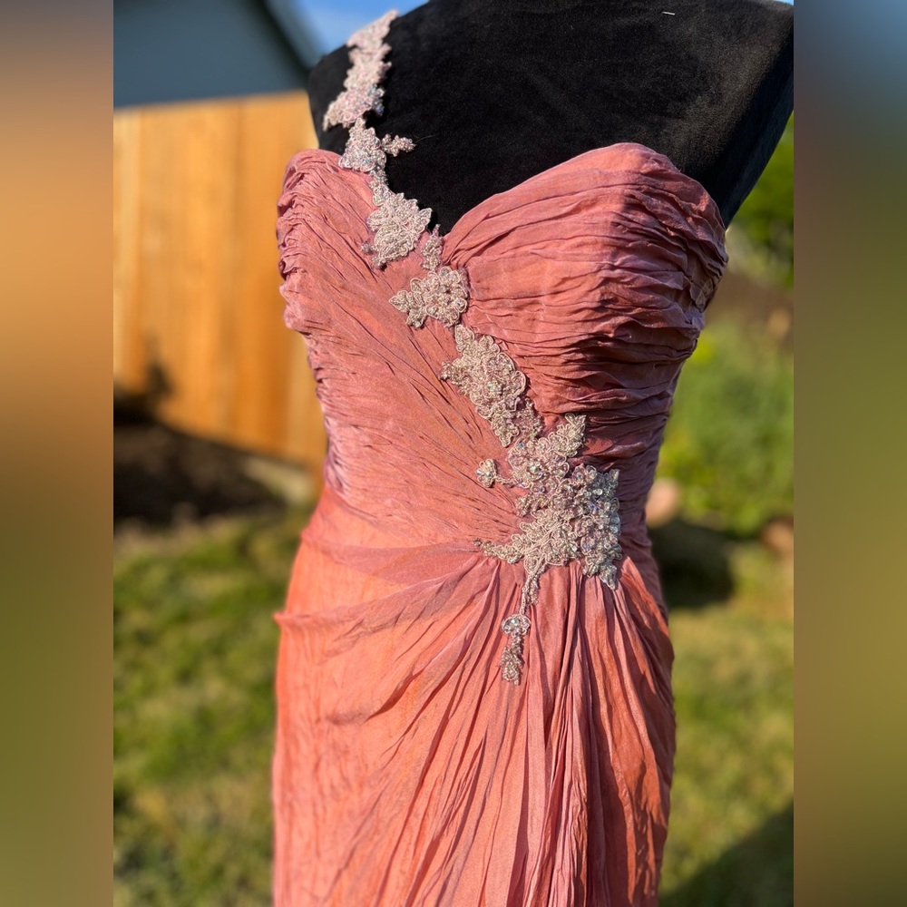 Vintage silk goddess dress coral - Picture 6 of 15